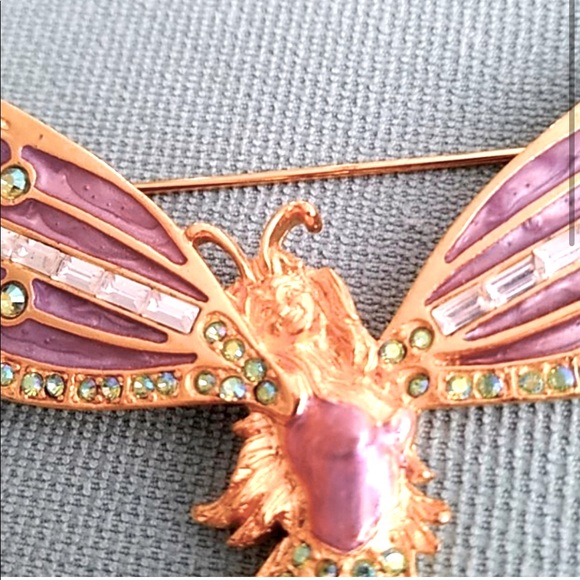 KIRKS FOLLY DRAGONFLY FAIRY RARE/SIGNED "LUNA ANTENNA FAIRY BROOCH - Picture 3 of 8